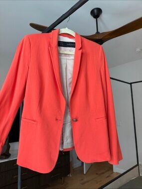 Zara Bright Coral Single-Button Blazer